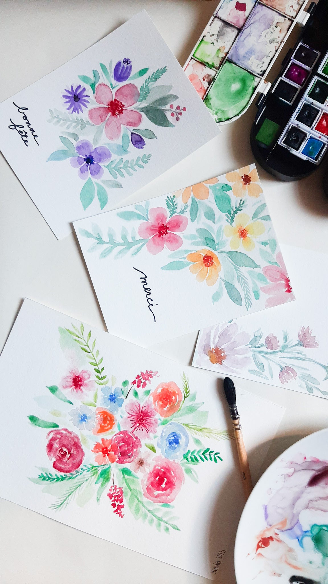 Atelier créatif - Création de cartes florales à l'aquarelle